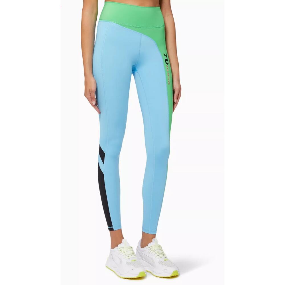 7 Days Active Emmet Leggings Women's Small Alaskan Blue Green Sporty Athletic
